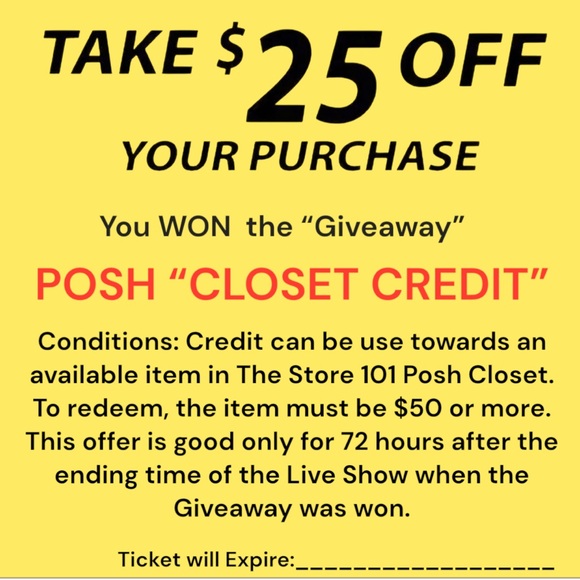 Giveaways- $25 off any item in Closet over $50. - Picture 2 of 2